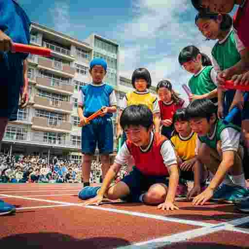 小学生 運動会 リレー 写真素材（サンプル）028