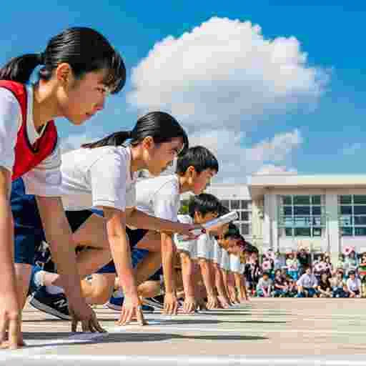 小学生 運動会 リレー 写真素材（サンプル）029