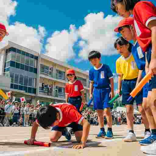 小学生 運動会 リレー 写真素材（サンプル）025
