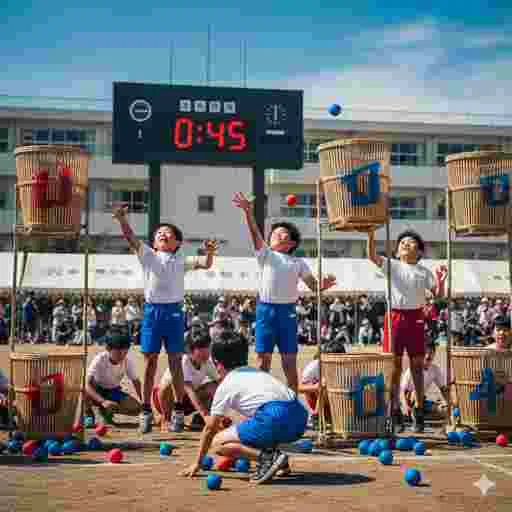 小学生 運動会 玉入れ 写真素材｜写真素材