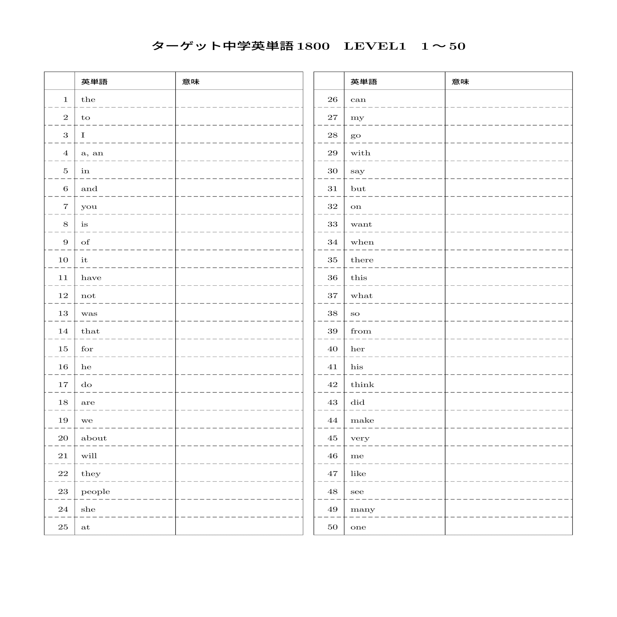 無料PDF】中学版ターゲット｜英単語・英熟語テスト｜現役塾講師｜英数理担当｜カケル