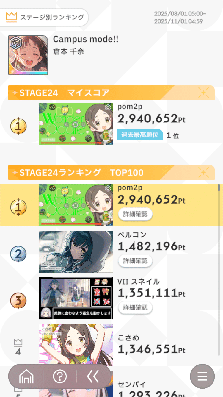 アイドルへの道】スコアタ難易度ランキング【倉本 千奈】｜pom2