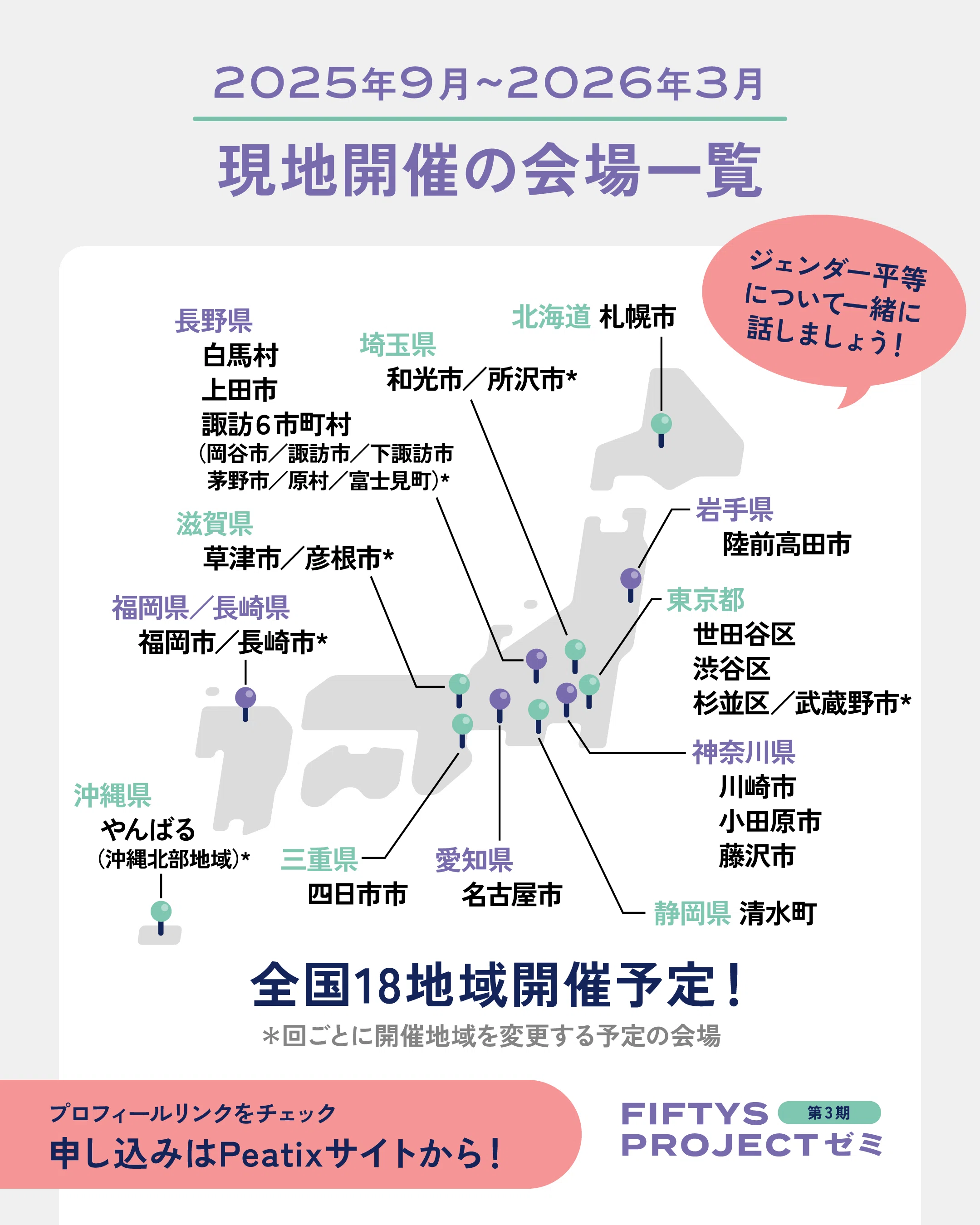 ジェンダー平等を基礎から学ぶFIFTYS PROJECTゼミ 第3期】開講します