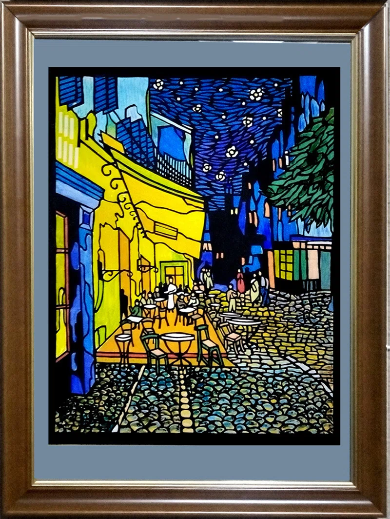 切り絵 ゴッホの夜のカフェテラス｜hiro@moriken