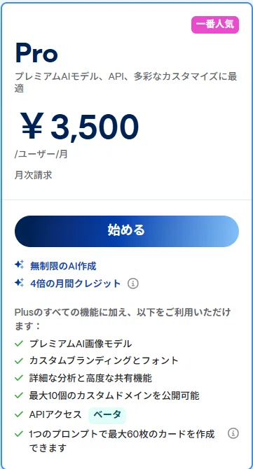 Gammaの料金プラン