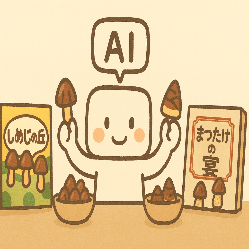 AIの個性が見える「きのこの山vsたけのこの里」論争｜たぬ