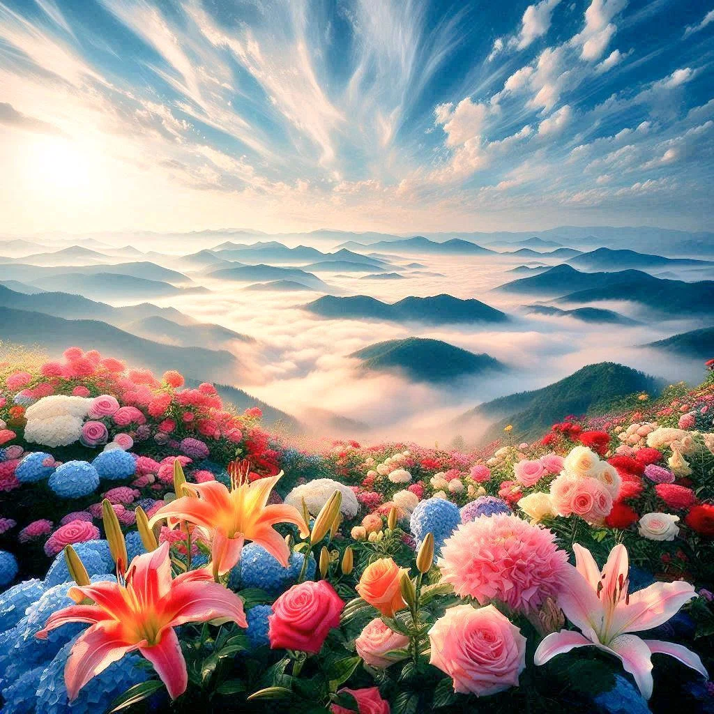 色んなAIイラスト花風景画達｜.