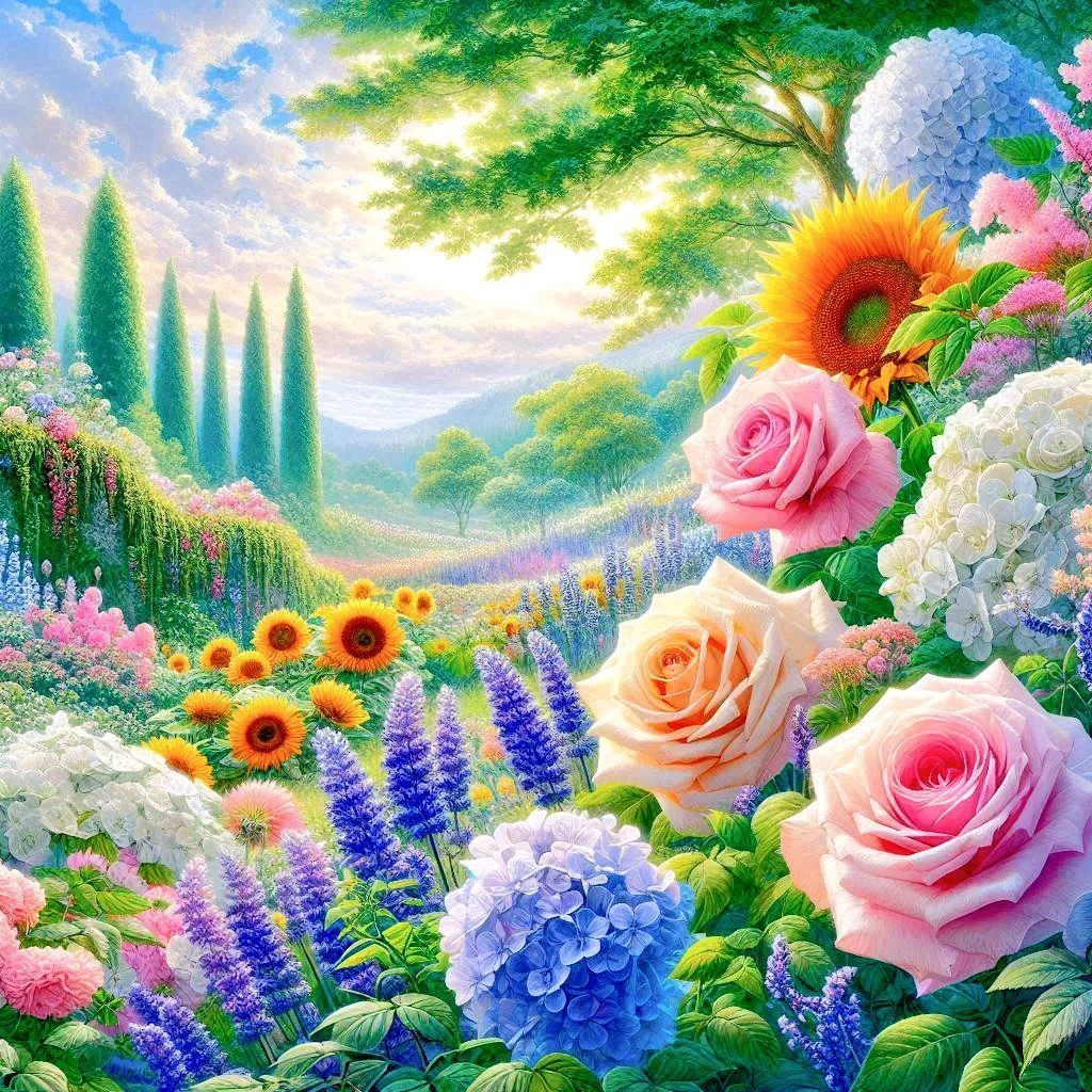 色んなAIイラスト花風景画達｜.