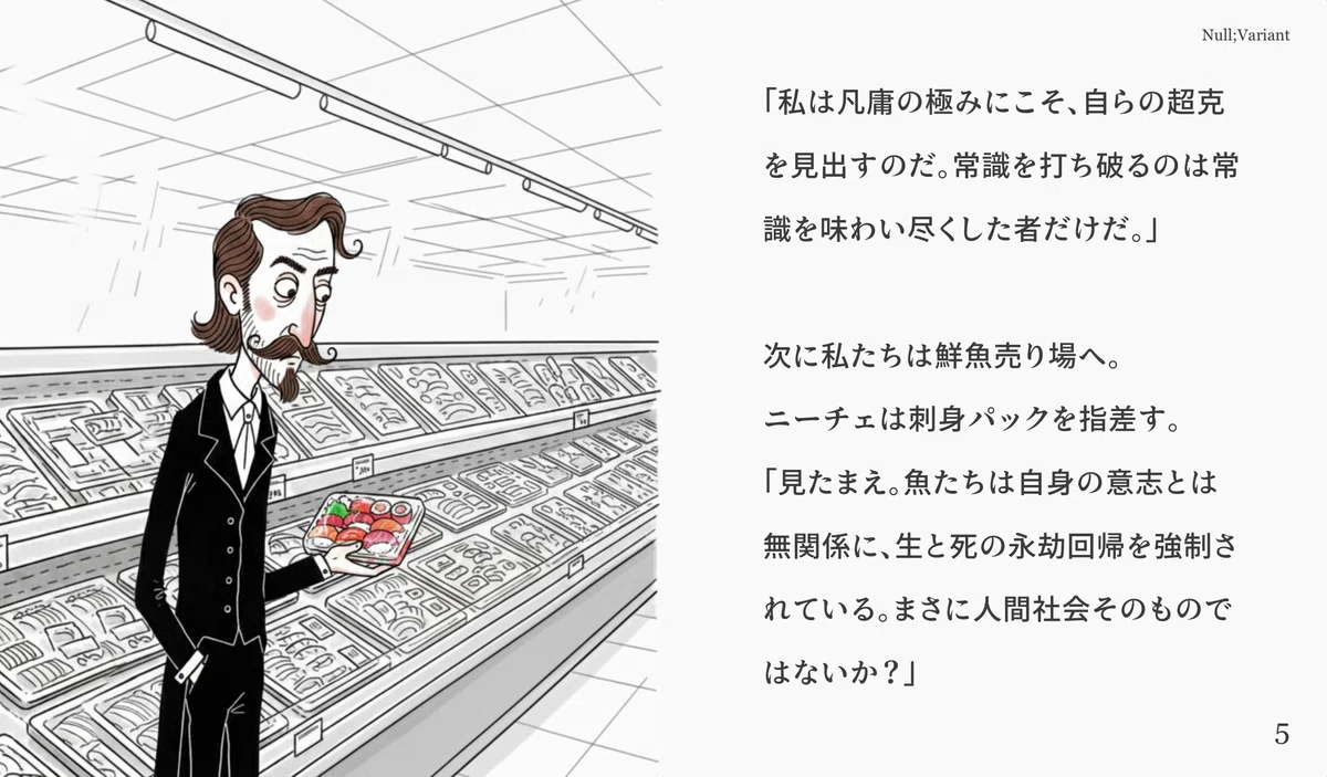 [哲学絵本] 永劫回帰スーパーマーケット｜Null;Variant｜AIマルチクリエイター・プロデューサー