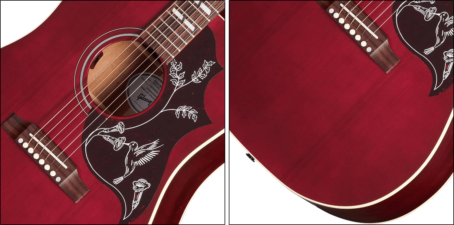 渋い艶消しワインレッドと薄めのボディが特徴的な「ギブソン・ハミング