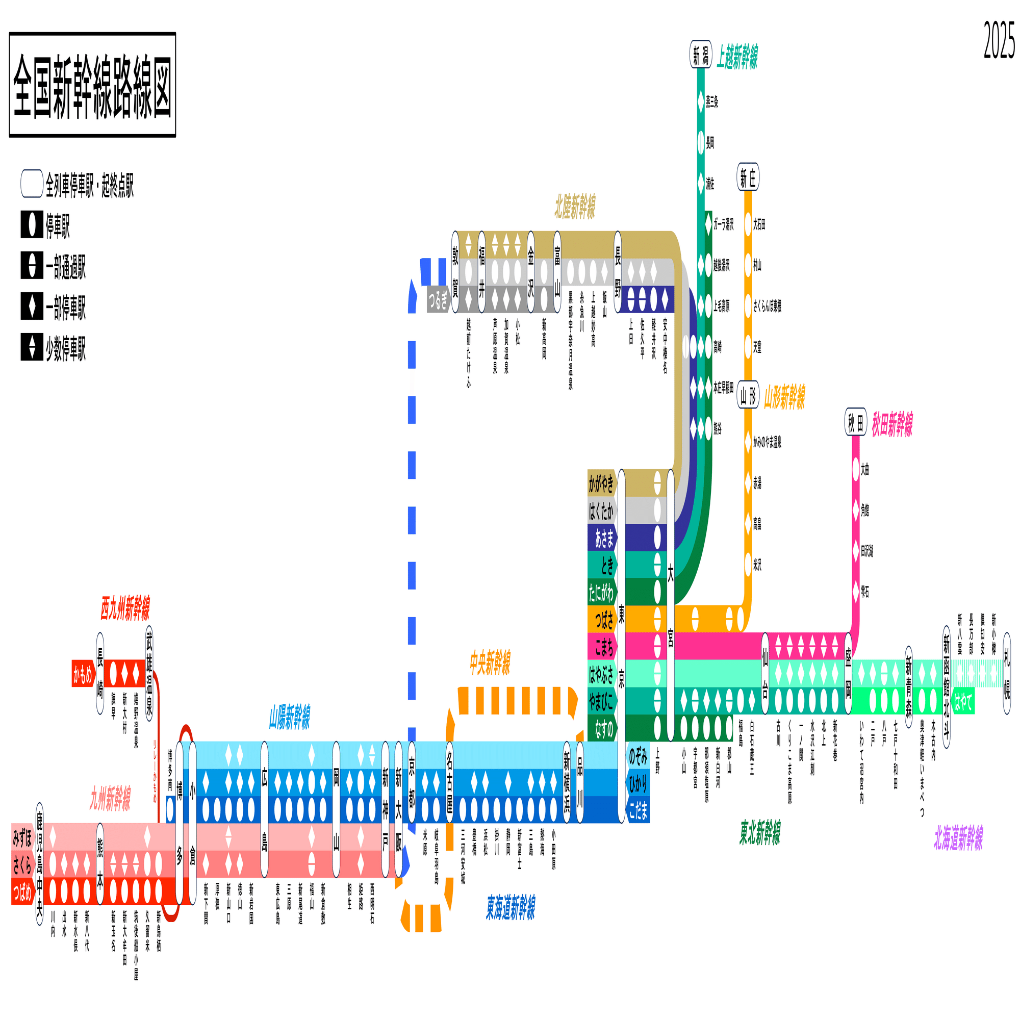 鹿児島〜札幌一直線の新幹線路線図｜mogref