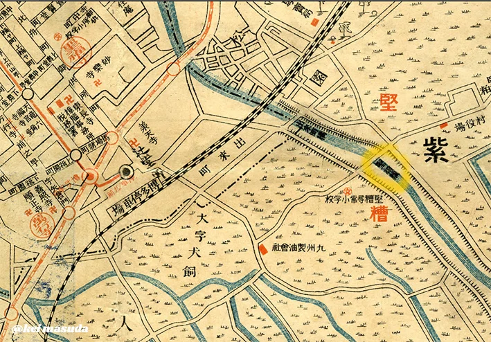 福岡市の今昔［上巻］ 明治末の堅粕橋絵葉書と福岡市の古地図から変遷を読む｜益田啓一郎