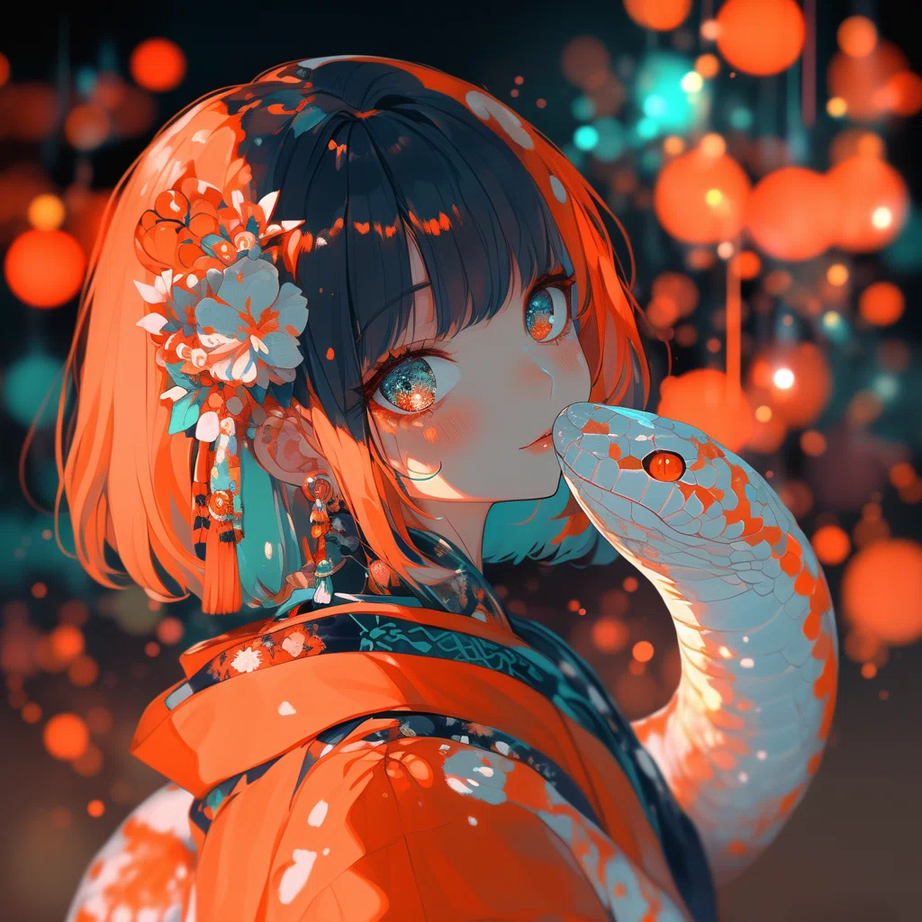 蛇と女の子｜nijijourney｜Kinu｜AIイラストと発信づくり