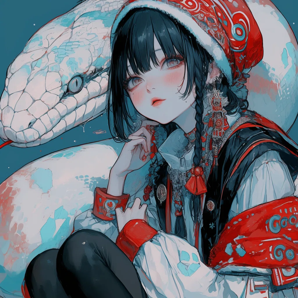 蛇と女の子｜nijijourney｜Kinu｜AIイラストと発信づくり