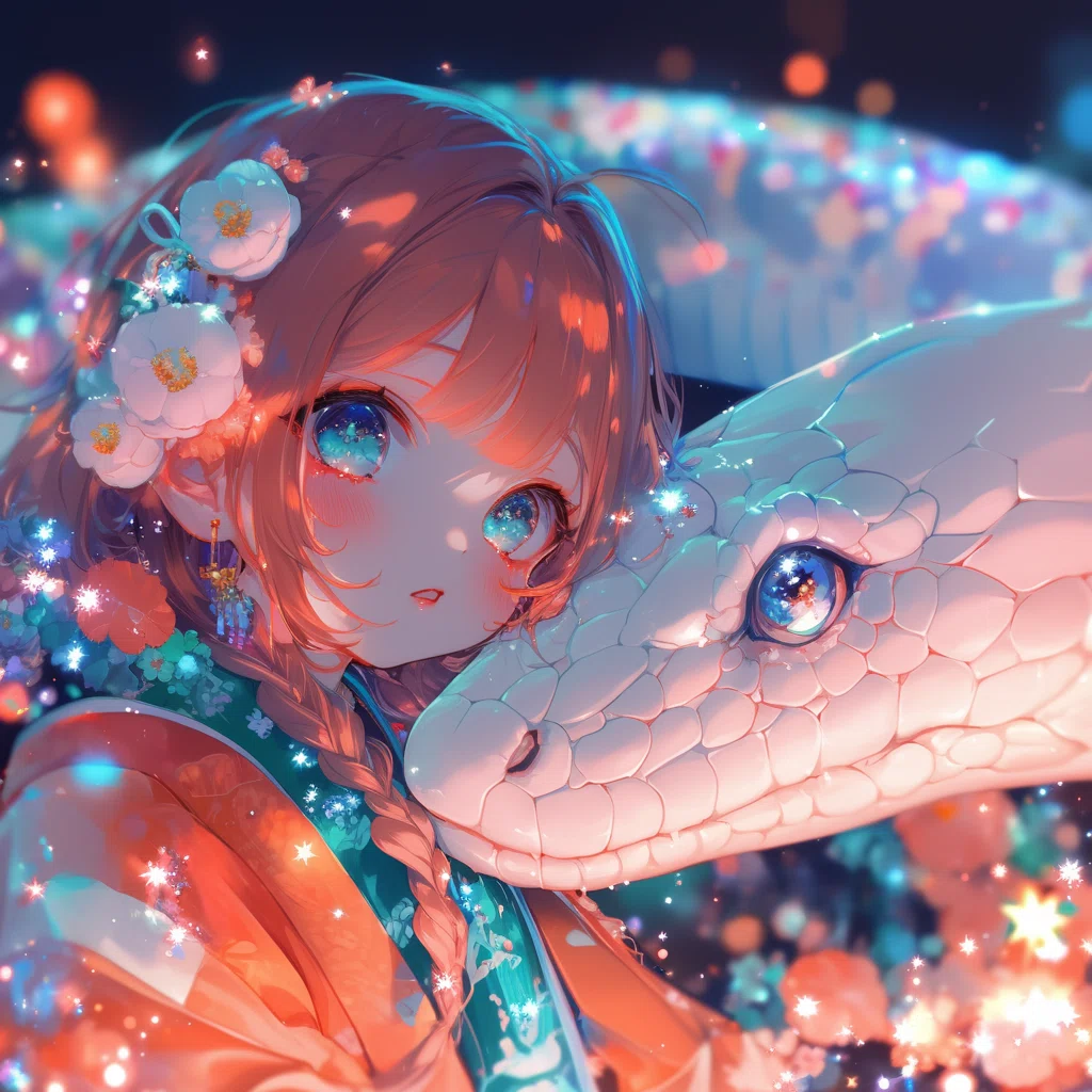 蛇と女の子｜nijijourney｜Kinu｜AIイラストと発信づくり