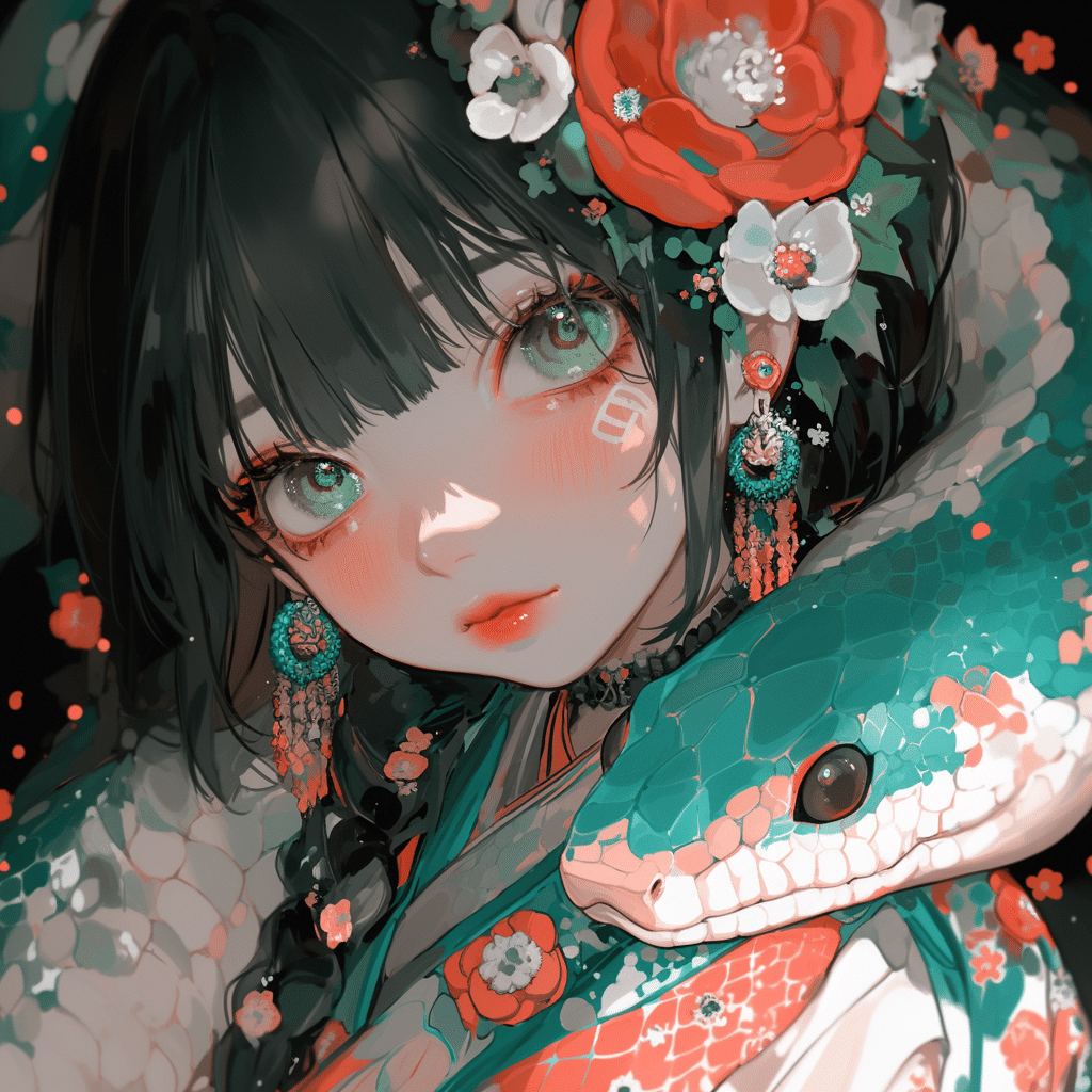 蛇と女の子｜nijijourney｜Kinu_AIイラスト