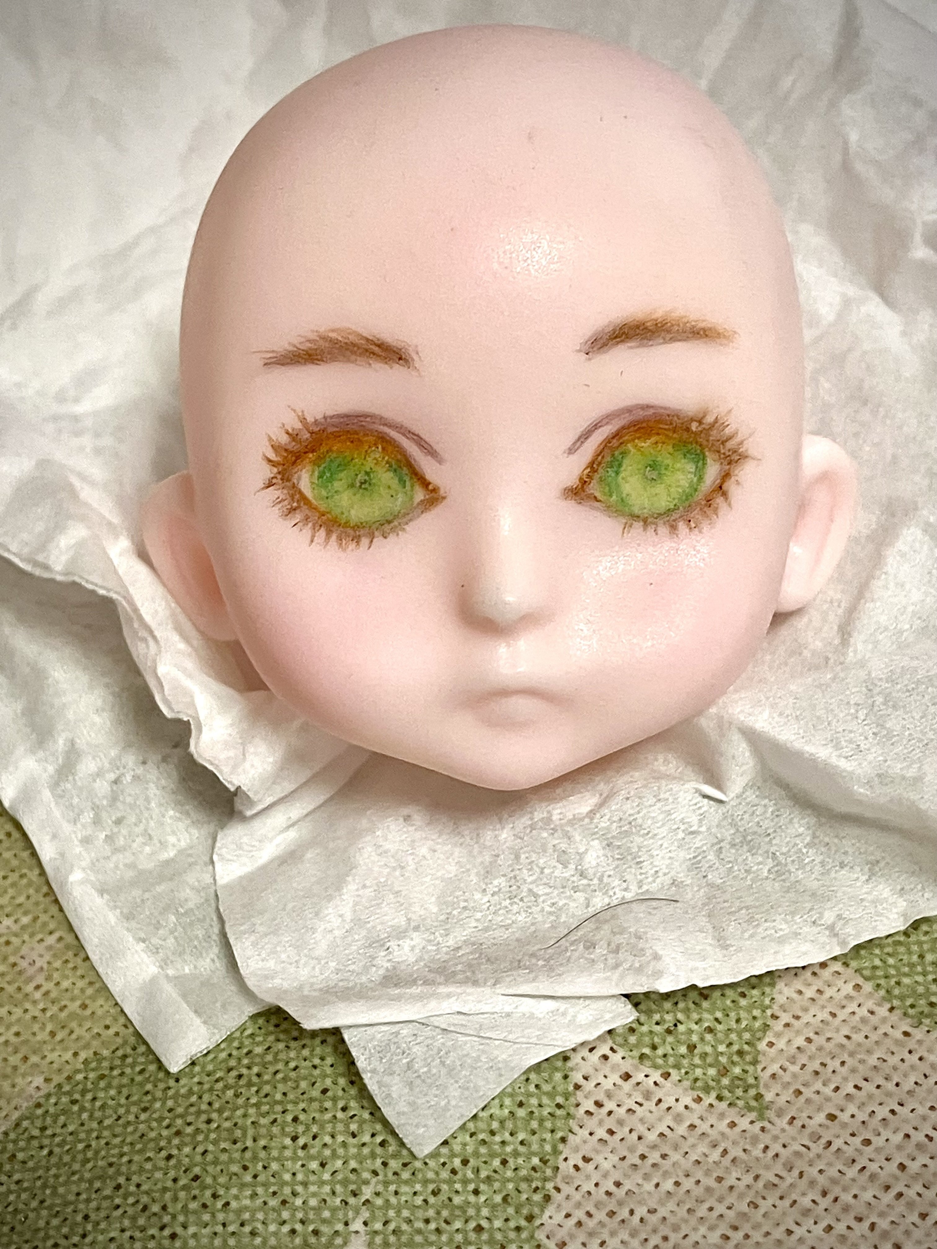 セリアドール　カスタムヘッド⑥⑤ DIYセリアドールアイホール開けてメイクするセリアドール