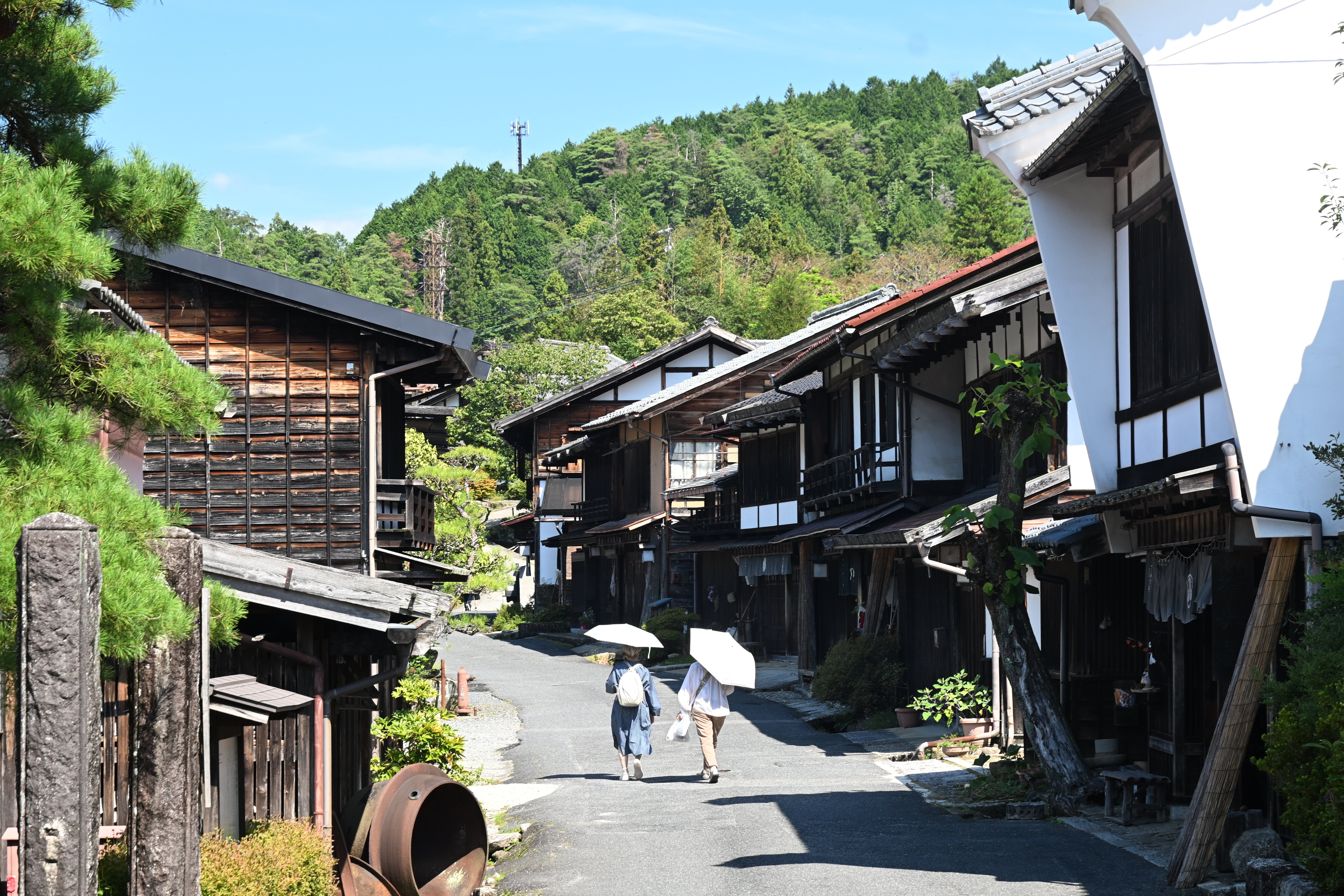 妻籠の宿 銀鼠の甍と恵那山 パステル画 epo7738928047.jpg