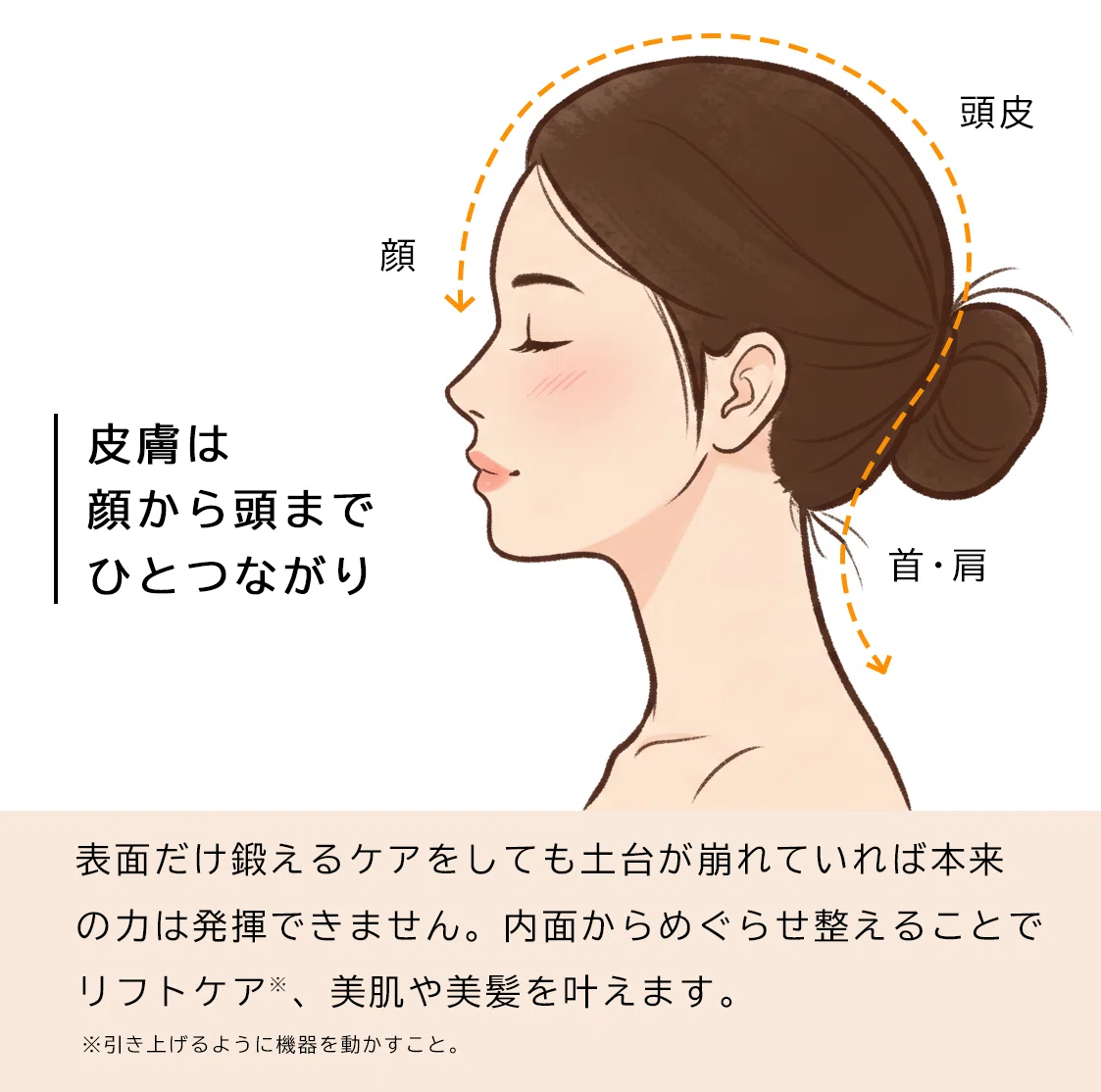リフトアップを顔全体位のケアが必要