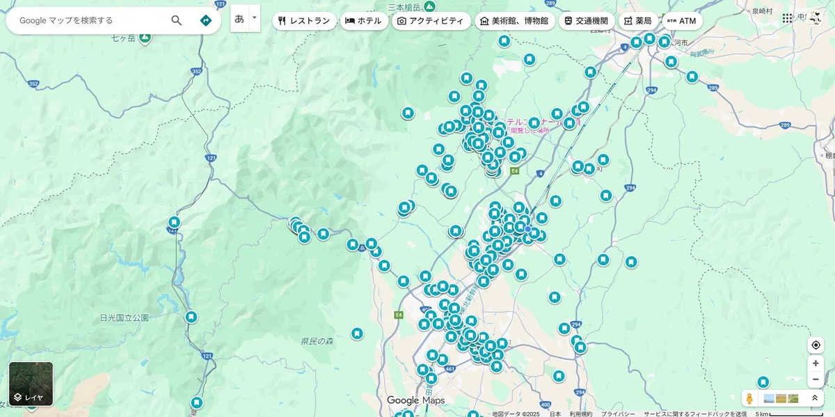 なすぐるが保存したお店が分かるMAP画像