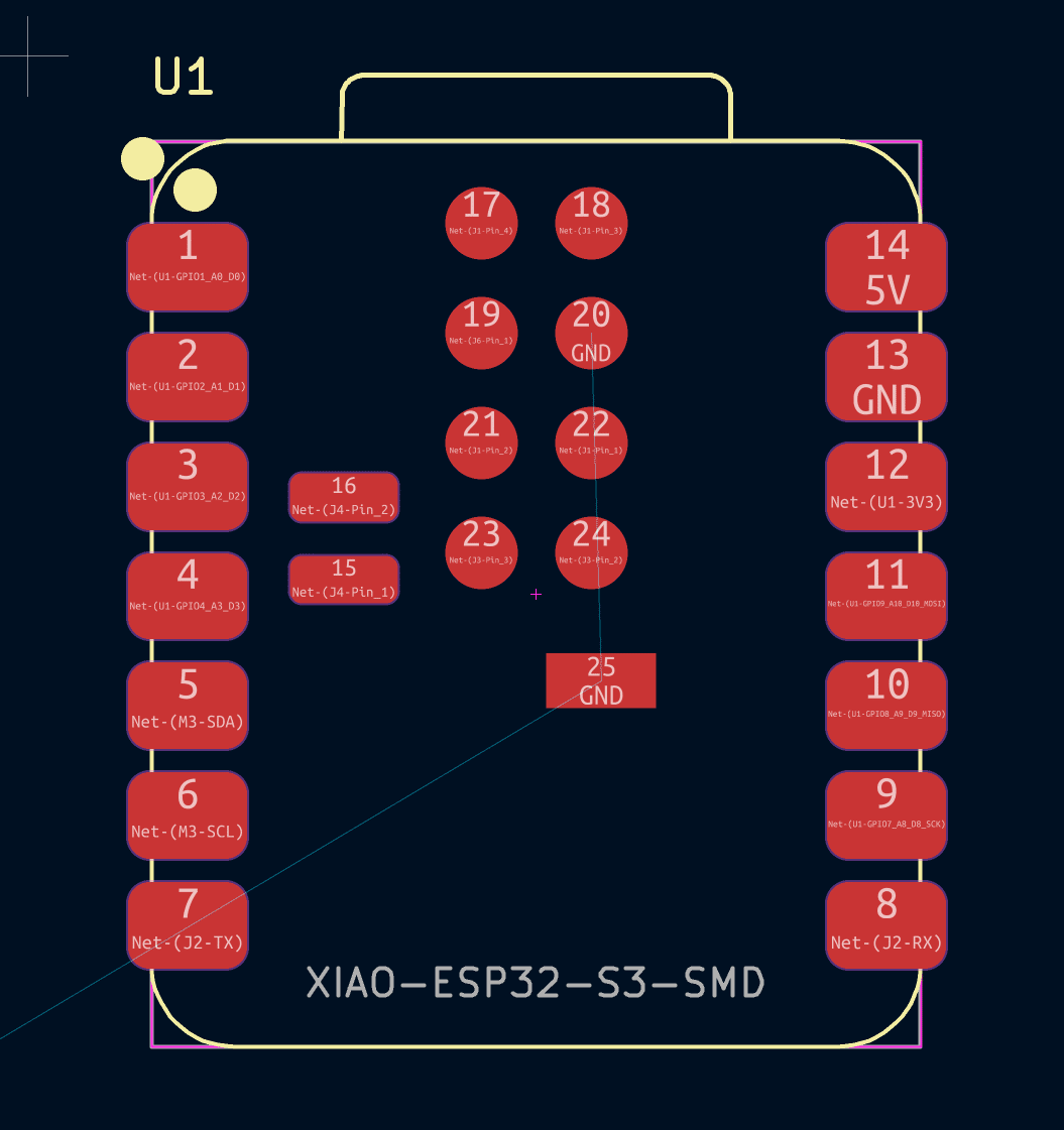 KiCad XIAO ESP32-S3 パッド 25がみつからないエラーの対処方法｜えぬ