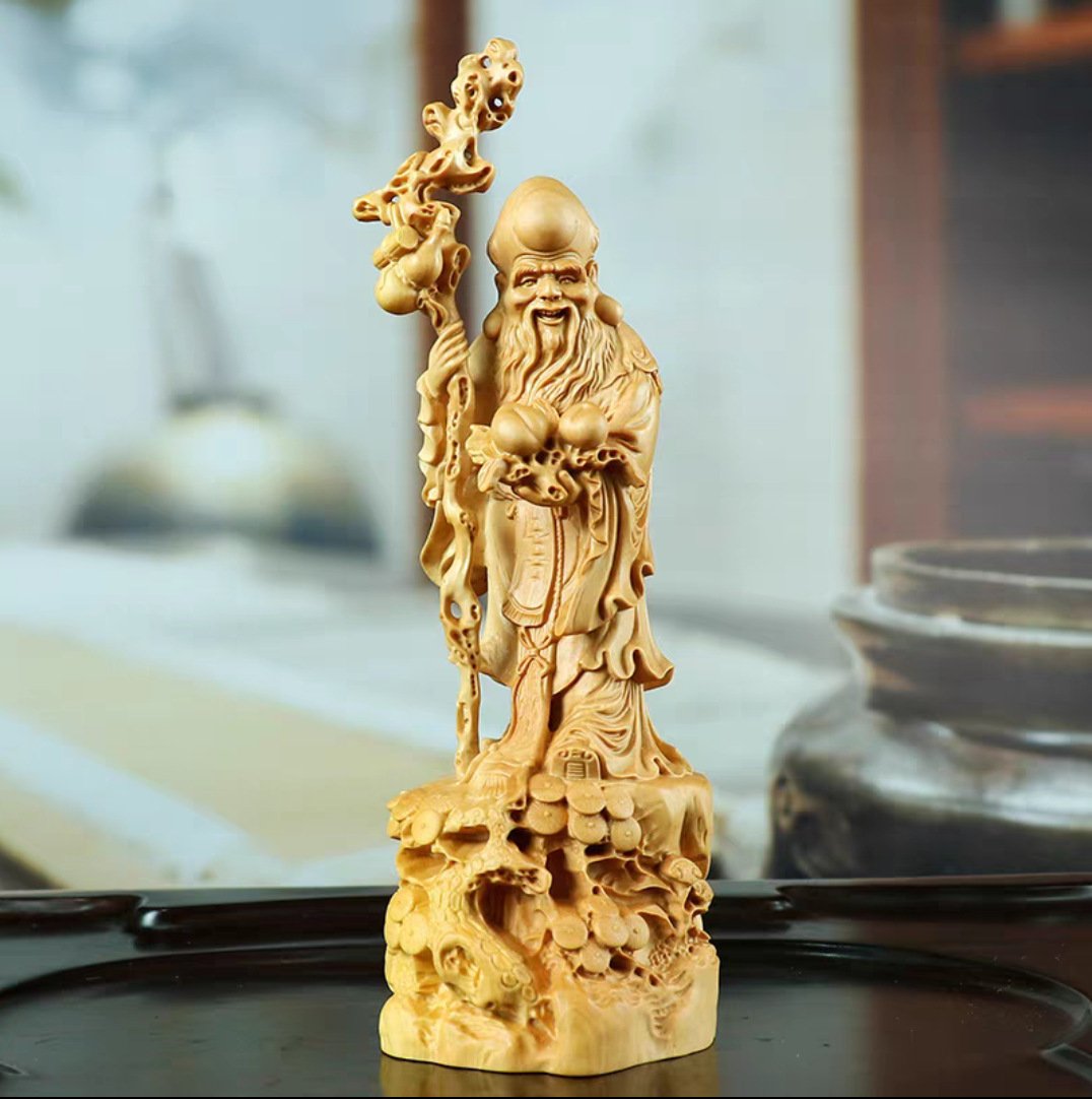 開運招財】黄楊 福禄寿 置物 | 商売繁盛・長寿を願う手彫り工芸