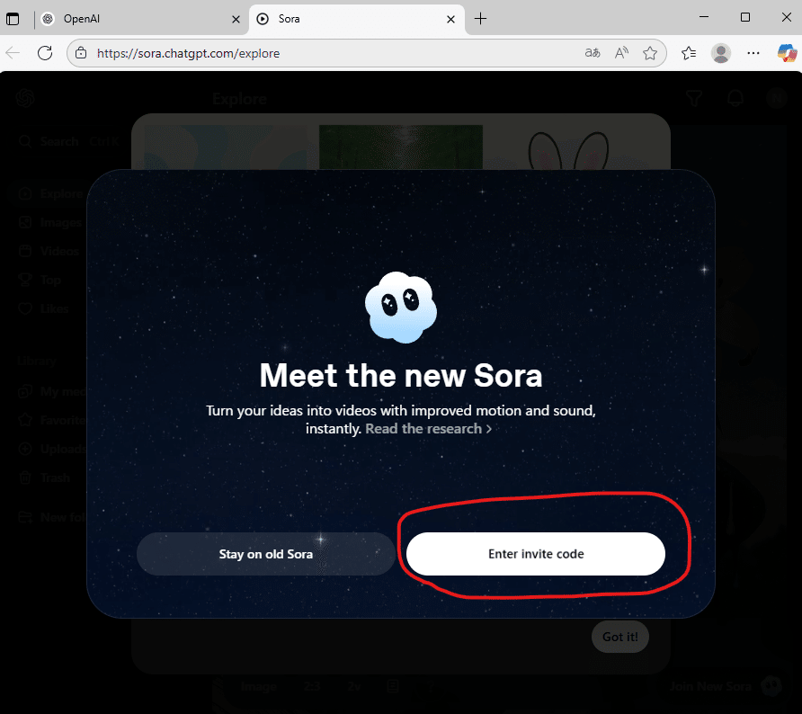 soraページ Xで見た動画が凄くてSoraをやりたいと思ったら、ChatGPTとは違う