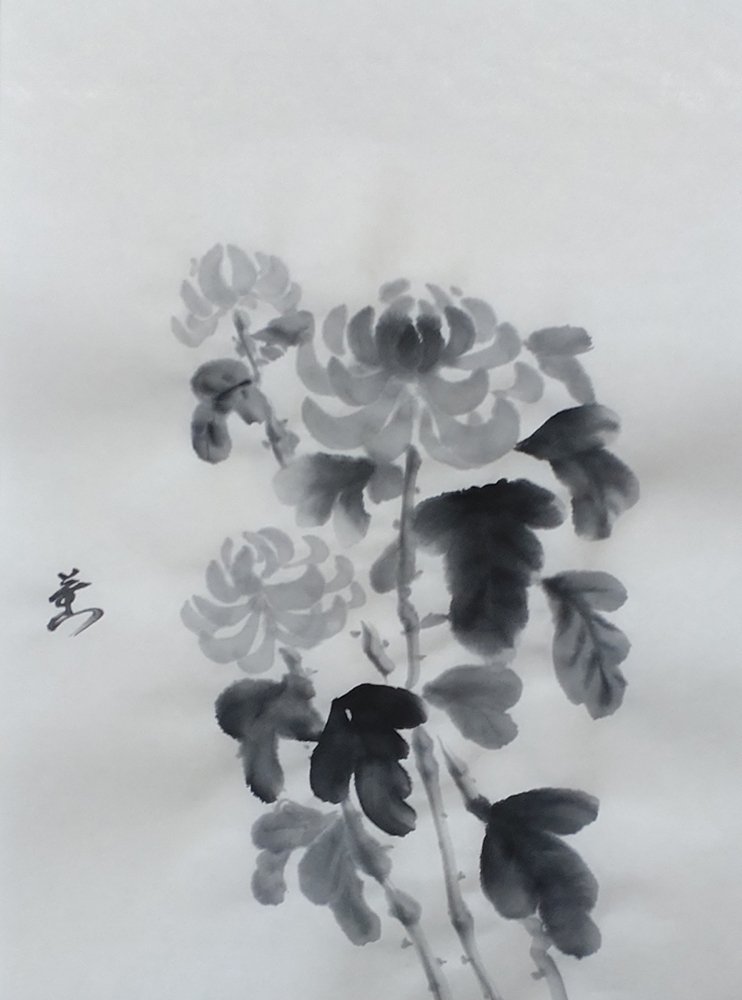 【 静寂に咲く、墨香る蘭 】 墨の濃淡がとても美しく、静かな気品を感じる作品ですね。 花の