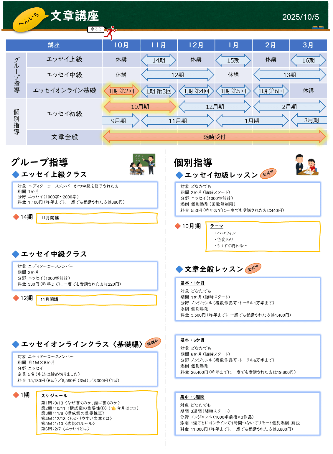 エッセイ講座～初級10月期～｜へんいち