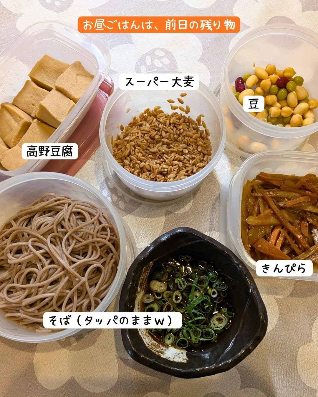 昼は前日の残り物と作り置きおかず