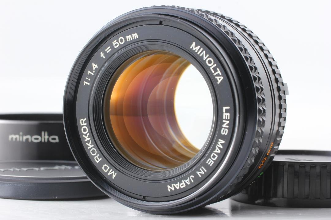 [美品] Minolta ミノルタ MD 50mm f1.4 フィルター付き ミノルタ MINOLTA NEW MD 50mm F1.4 整備済【カメラ女子に絶大な