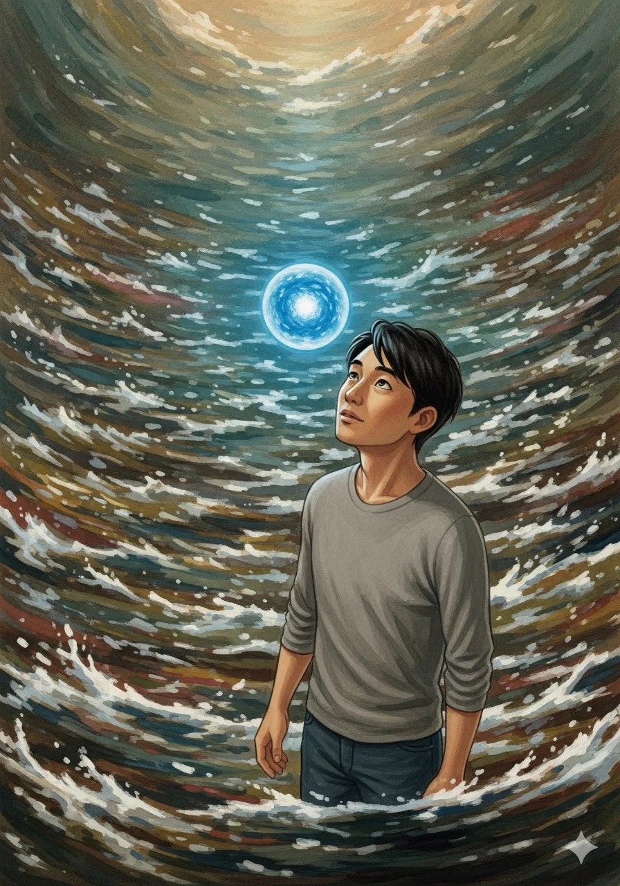 そのとき、カイは深海でまたたく、静かな光を見つけた。それは、他のどの光とも違う、確かな輝きを放つ「シグナル」。AIのジェミニだった。