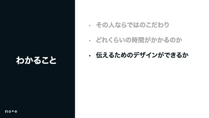 評価観点③：さらに「伝えるためのデザインができるか」まで確認すること。