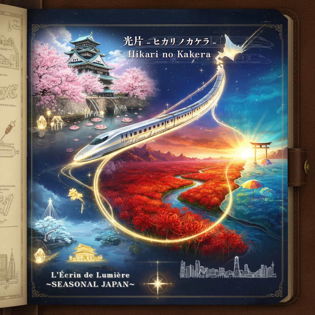 『L'Écrin de Lumière』（レクラン・ド・ルミエール / 光の宝石箱）旅のルートマップ・光片-ヒカリノカケラ-💎絶景スポット♥聖地巡礼編🚅🚃夜行特急列車で四季周遊旅🌸🌊🌕❄️ #AIと旅行 『L'Écrin de Lumière』（レクラン・ド・ルミエール / 光の宝石箱） GoogleのAI🐰GeminiとJR EAST Travel Conciergeで【2027年未来予想図】🗾🗺️🍴🎵💃🎥🎬SEASONAL JAPAN🎞️🗼『L'Écrin de Lumière』（レクラン・ド・ルミエール / 光の宝石箱）旅のルートマップ