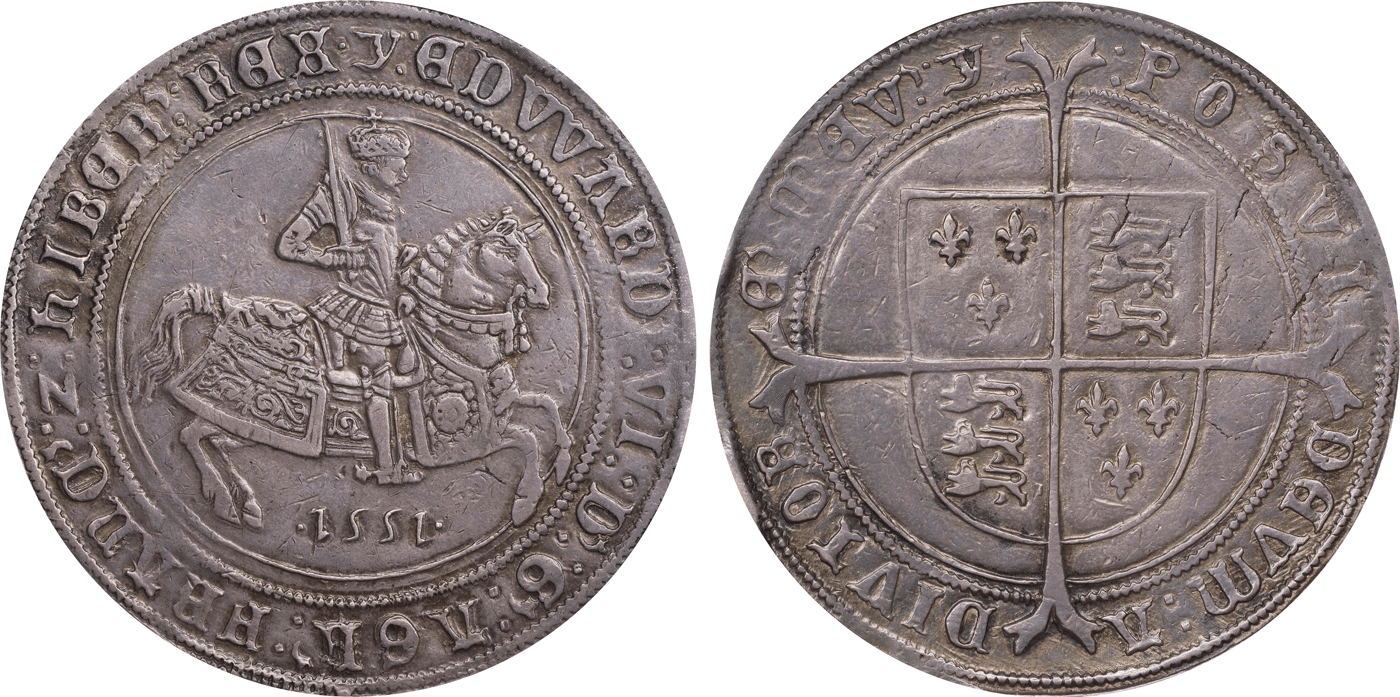 1551年 イギリス エドワード6世 クラウン銀貨｜アンティークコイン