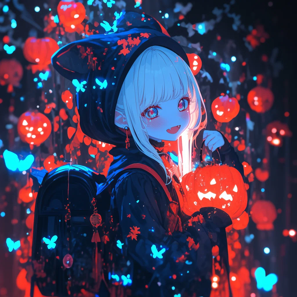 そらりん アート オリジナル 創作 闇かわいい イラスト 絵 ハロウィンの夜｜AIイラスト×Sora2動画｜Kinu｜AIイラスト