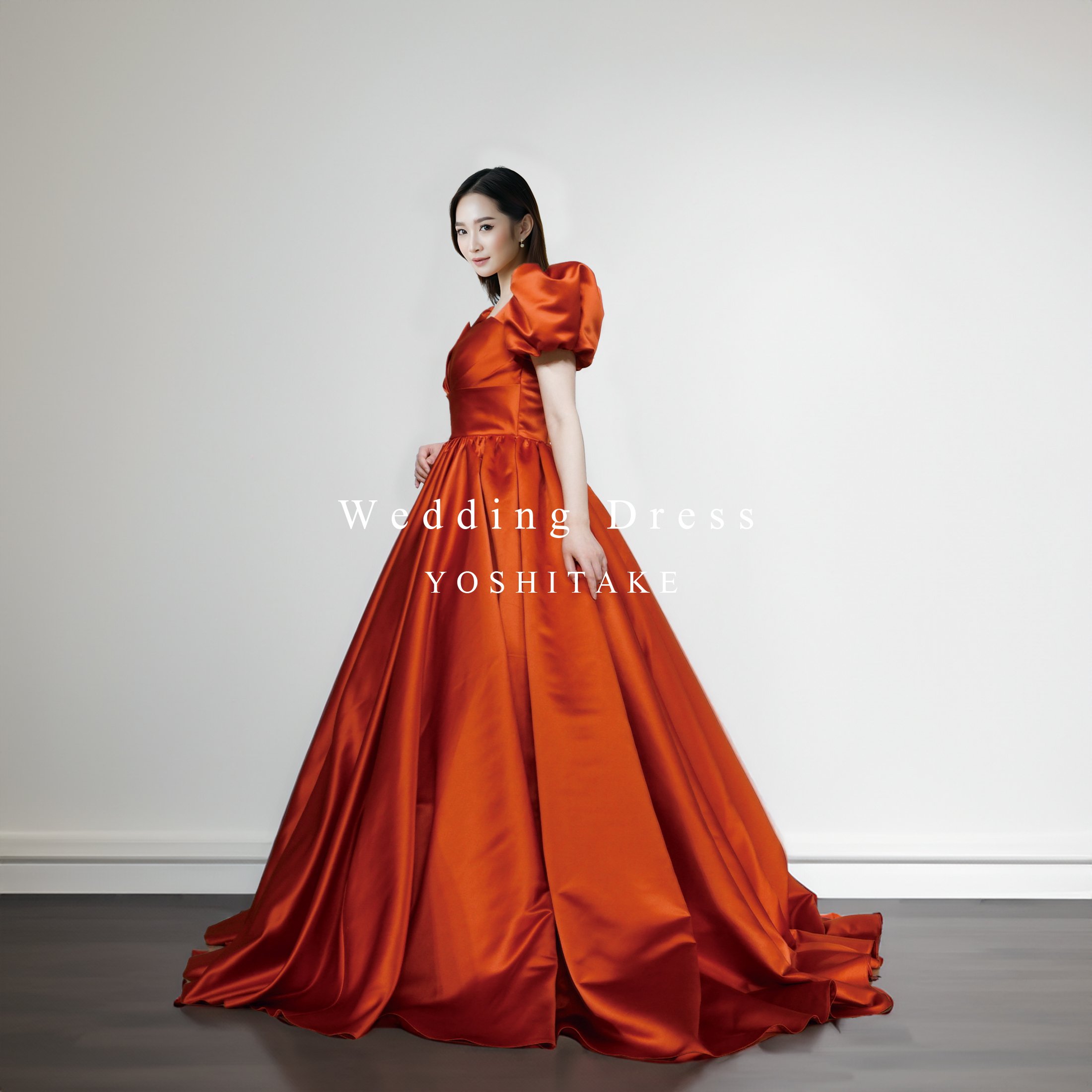 ウエディングドレス.オレンジ.カラードレス.Aライン