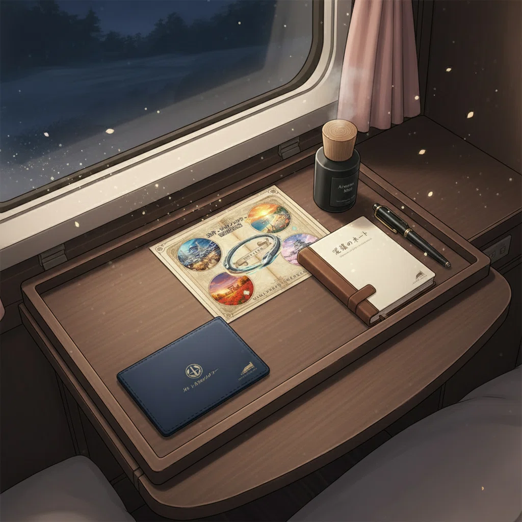 光片-ヒカリノカケラ-💎絶景スポット♥聖地巡礼編🚅🚃夜行特急列車で四季周遊旅🌸🌊🌕❄️ #AIと旅行 『L'Écrin de Lumière』（レクラン・ド・ルミエール / 光の宝石箱） GoogleのAI🐰GeminiとJR EAST Travel Conciergeで【2027年未来予想図】🗾🗺️🍴🎵💃🎥🎬SEASONAL JAPAN🎞️🗼タイアップ企画：旅を物語にする仕掛け
