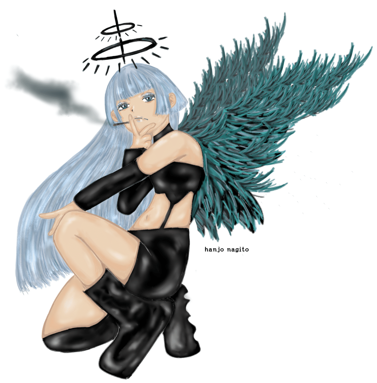 ハロウィン天使の手描き絵画 ハロウィン天使の手描き絵画