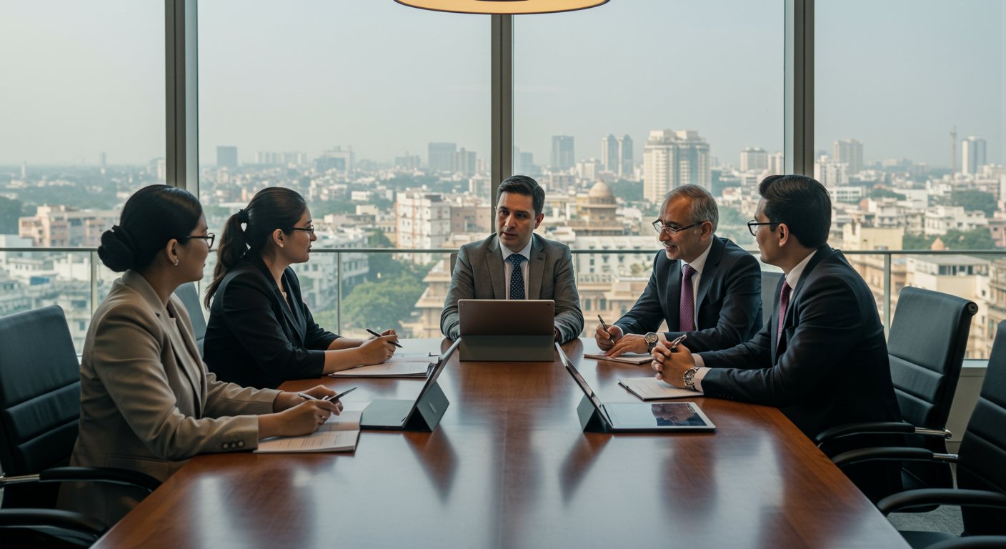 インドの法人設立コンサルタントとクライアントの打ち合わせ