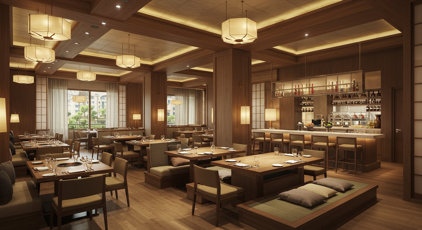 バンガロールの日本食レストラン内装