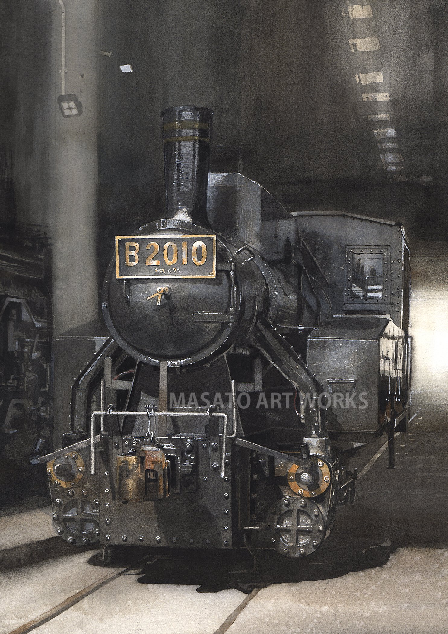 水彩で描く蒸気機関車 ・・・C551/D511/B2010｜MASATO ART WORKS