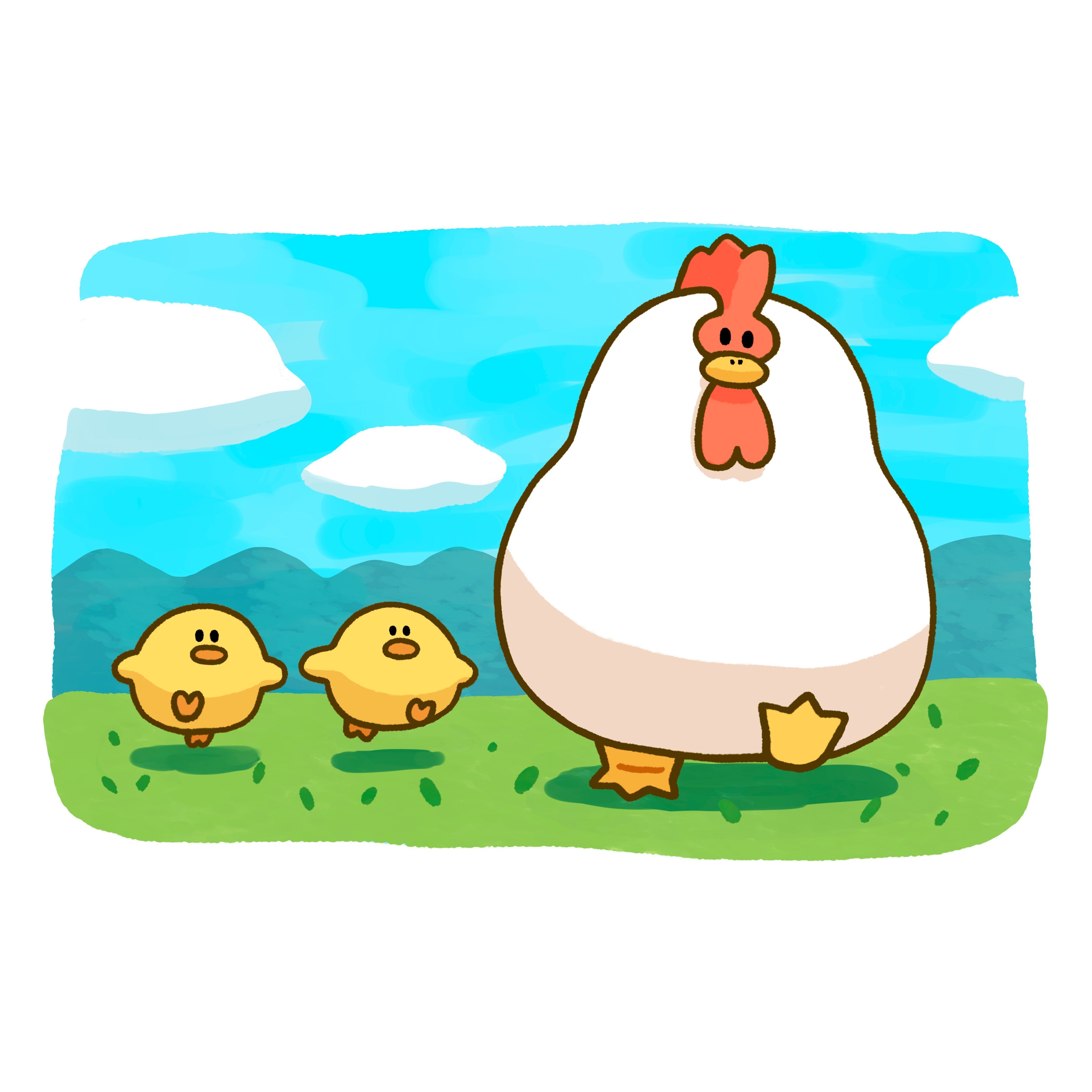 325 ニワトリの親子｜テツロウ（イラストレーター）