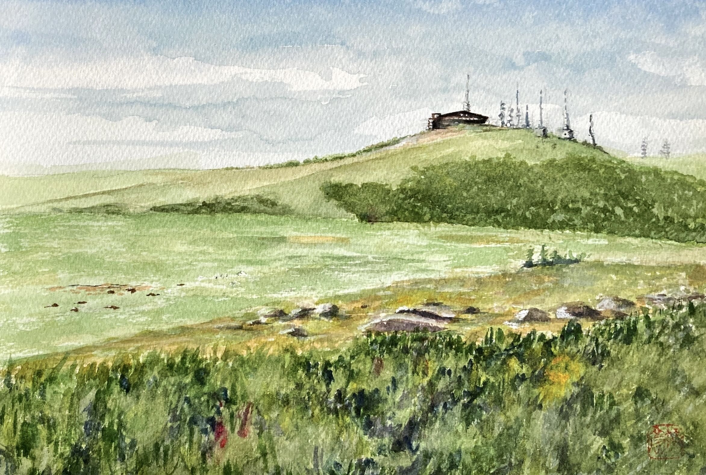 水彩画147】美ヶ原高原。今頃、夏のドライブの思い出を投稿