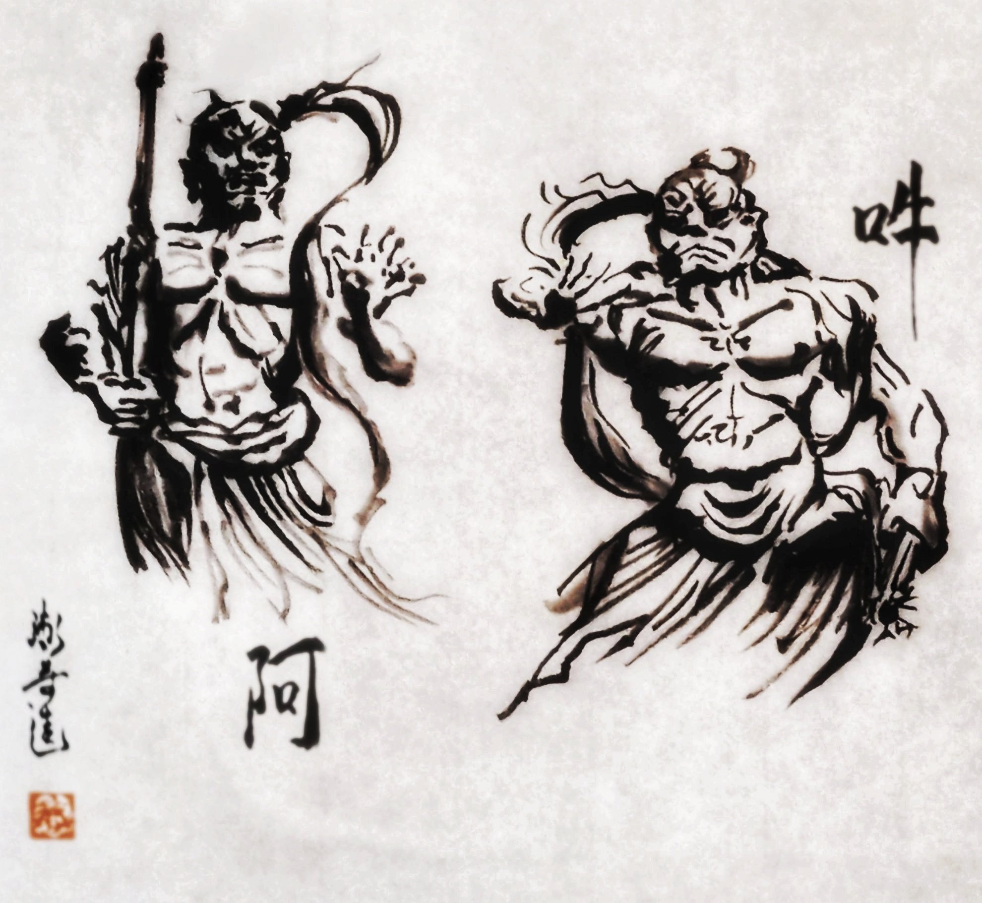 阿吽』墨絵イラスト｜せきぞう、