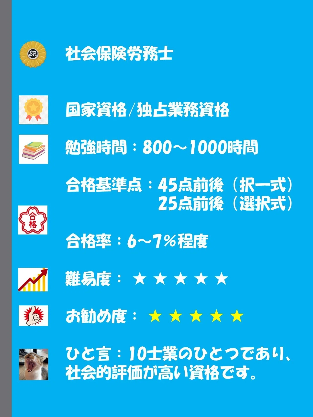 社会 保険 労務 士 難易 度