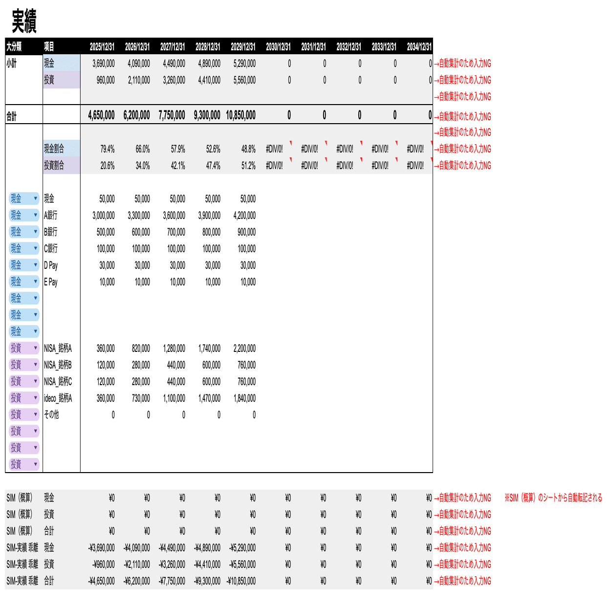 テンプレ配布】スプレッドシートで資産管理｜シミュレーションと実績を見える化する方法（Excelも）｜諭吉シート｜家計管理のすすめ