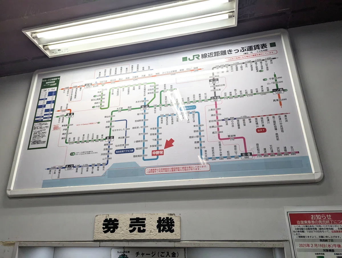 中野 栄 駅 から 仙台 駅