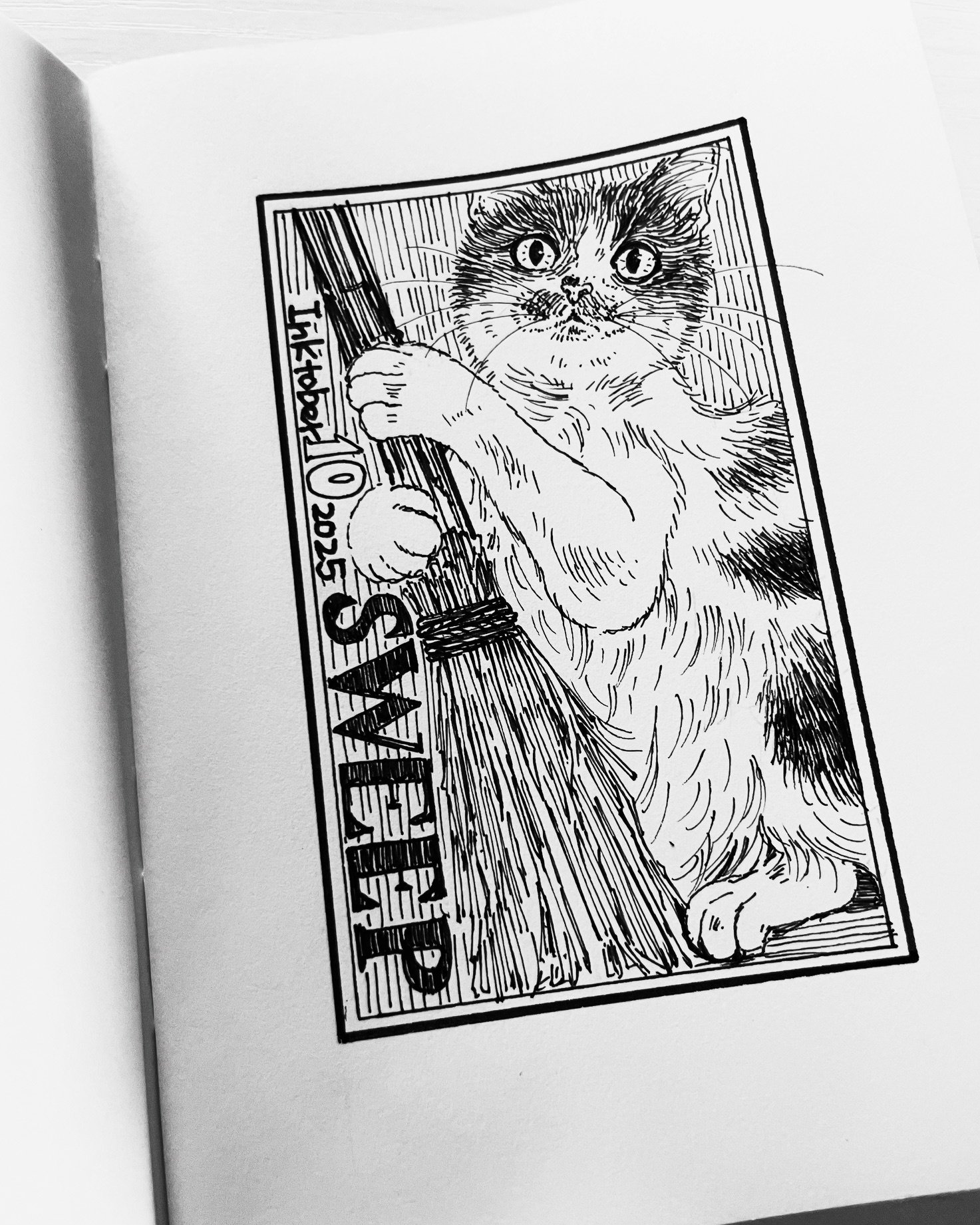 ペン画手帳」2025 Inktober4~1｜猫灯夜譚