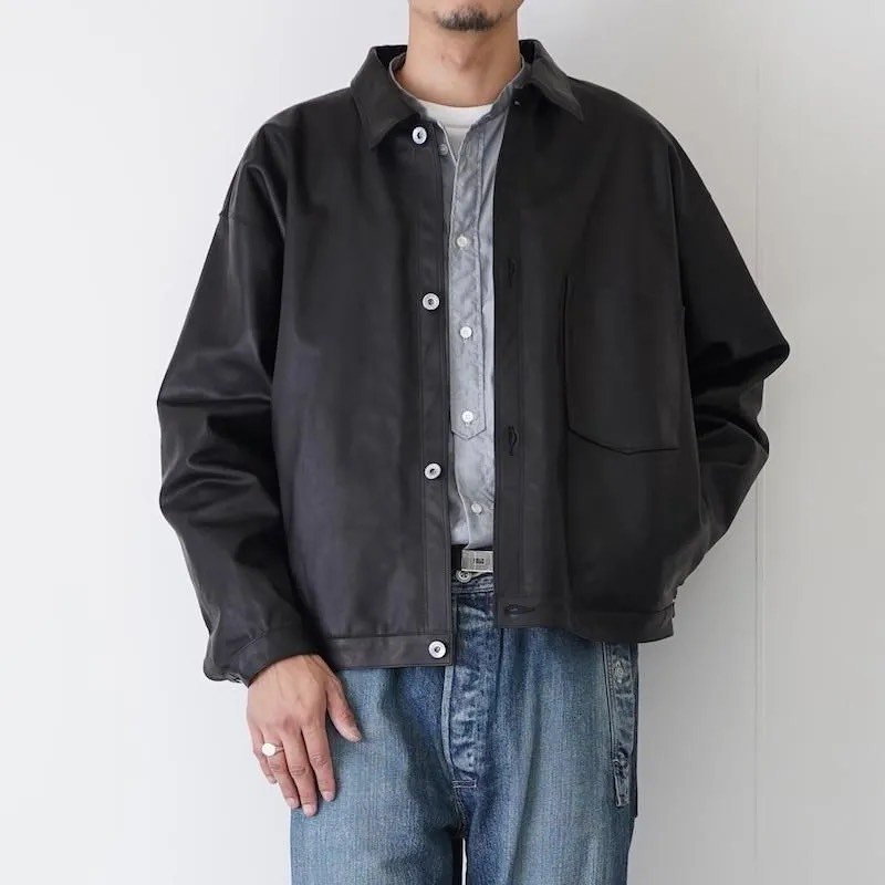 NICENESS(ナイスネス) CRANE JAKET ナイスネス　ジャケット 平面的なレザーJKT。着るほど自らの立体感へ。【2025 A/W】【NICENESS